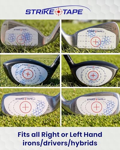 STRIKEPRO Strike Tape Golf Impact Tape Right or Left Hand Club Face Stickers. No Residue Golf Impact Stickers for Instant Swing Analysis. Packs of Drivers or Drivers/Hybrid/Irons club face labels - size: DRIVER/IRONS/HYBRIDS