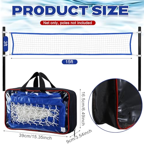 Thenshop Pool Volleyball Net 15x3 ft Durable Upgraded Swimming Pool Volleyball Net for Inground Pools Summer Party Gift for Family and Adult Games with Storage Bag