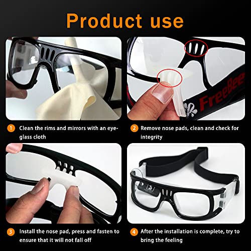 SHEEN KELLY Professional Sports Goggles Adult Protective Safety Goggles Basketball Glasses for Men with Adjustable - color: 5pairs Nose Pads