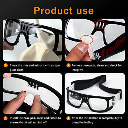 SHEEN KELLY Professional Sports Goggles Adult Protective Safety Goggles Basketball Glasses for Men with Adjustable - color: 5pairs Nose Pads