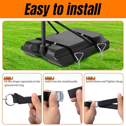 RunNico Basketball Goal Anchor, Heavy Duty Basketball Hoop Tie Down Kit, Court Setup Ground Stakes with Adjustable Straps for Basketball Mounting Trampoline Swing Tent - color: 1 set