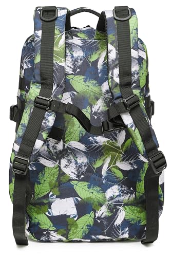 Wotony Military Tactical Backpack for Men Waterproof Daypack 3 Day Assault Pack Molle Bag with Water Bottle Holder - color: Green Leaves, size: 25L