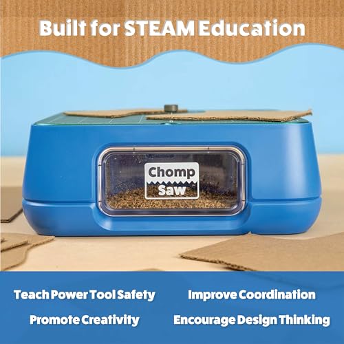 Chompshop ChompSaw | Kid-Friendly Power Tool That Lets Kids Cut Cardboard on Their Own | Award-Winning STEAM Toy | No Sharp Blades, Screen-Free Creative Play | 100-120V AC, Ready to Use | Ages 5+