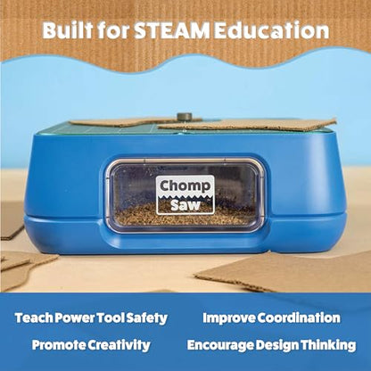 Chompshop ChompSaw | Kid-Friendly Power Tool That Lets Kids Cut Cardboard on Their Own | Award-Winning STEAM Toy | No Sharp Blades, Screen-Free Creative Play | 100-120V AC, Ready to Use | Ages 5+