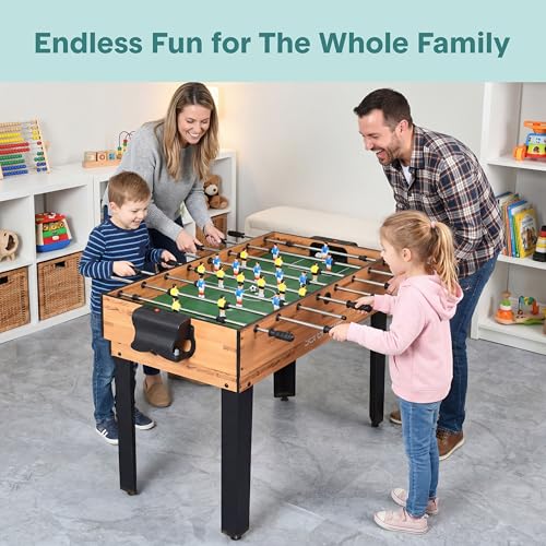 SereneLife Multi Game Table, 48” Sports Arcade Games with Accessories, Ping Pong, Hockey, Pool Billiards, Soccer Foosball All in One, for Indoor and Outdoor, Family, Kids and Adults