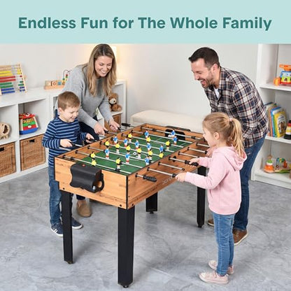 SereneLife Multi Game Table, 48” Sports Arcade Games with Accessories, Ping Pong, Hockey, Pool Billiards, Soccer Foosball All in One, for Indoor and Outdoor, Family, Kids and Adults