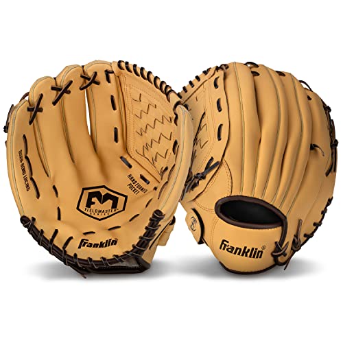 Franklin Sports Field Master Baseball + Softball Glove - Field Master Adult + Youth Baseball + Softball Mitt - Men's + Women's Gloves - Right Hand Throw - color: Camel, style: 14" - Basket Web