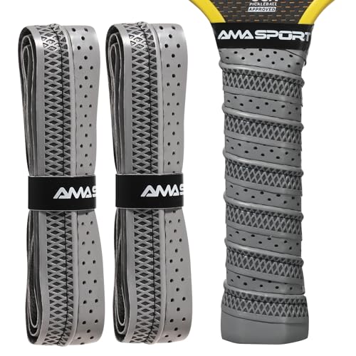AMA SPORT Pickleball Paddle Grip Tape 2 Pack Pickleball Overgrip Replacement Grip Wrap for Pickleball Rackets Anti-Slip Grip Ridge Easy Installation and Long-Lasting Performance - color: Dark Gray