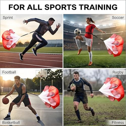 Football Kick Trainer Parachute Resistance with Adjustable Waist Strap for Youth Field, Backyard, Speed and Power Drills - color: Red
