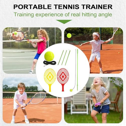 Tennis Trainer, Solo Practice Set, Portable Swing Aid, Self Training Equipment 5.28 Feet for Match Preparation, Hitting Feedback, and Leisure Court Games Players, Athletes, Beginners Anytime Anywhere