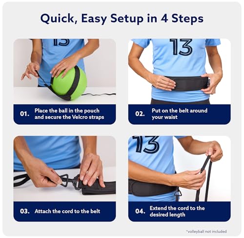 MOTOMY™ Volleyball Training Equipment Aid ‘VolleyPal’ – Solo Rebounder Trainer for Serve, Spike, Set & Pass; Indoor and Outdoor Practice Gear Volleyball Gifts for Teen Girls