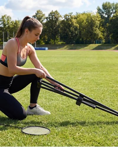 16.8FT Portable Badminton Net with Carry Bag, Height Adjustable Volleyball Net 3.5-5Ft, Complete Pickleball Set with Badminton Rackets, Shuttlecocks, Pickleball Paddles, for Indoor Outdoor Use