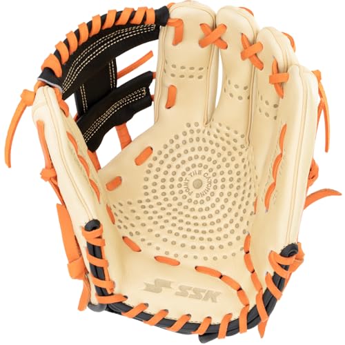 SSK Z5 Craftsman Infield Baseball Glove – 11.25” - 11.5” - 11.75” - 12” – Right & Left Hand Throw - color: Camel/Black/Orange, size: 11.5" - Right Hand Throw