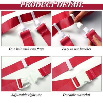 Peryiter 2/12/24/36 Player Flag Football Belt, Adjustable Football Belts and Flags for Kids Youth Adult Sport Team Training - color: Red