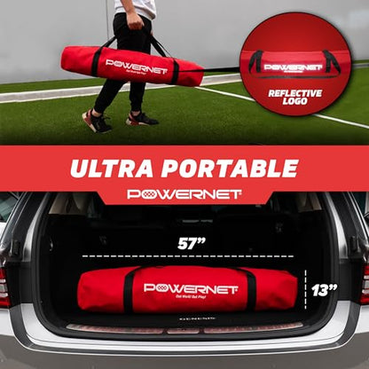 PowerNet Soccer Tennis Net, Portable Instant, Indoor Outdoor, Metal Collapsible Base Weighted, Durable Vertical Bow Posts, Quick Setup Easy Folding Storage, 1 Net + 1 Carrying Bag - size: 12 ft x 3 ft