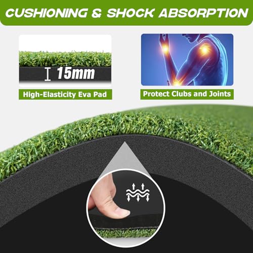 Bltend Dual Turf Golf Mat 31mm: 5x5ft/5x4ft Heavy-Duty Golf Hitting Mats Practice Outdoor/Indoor, Elite Dense Artificial Turf Matt Training Aid for Garage/Simulators/Driving Range/Backyard - style: 5'x4' Elite - 31mm