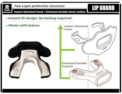 Football Mouth Guard Lip Guard 2-in-1 Transformer Pacifier Football Sports Lip Protector for Adults & Youth USA Flag & Fangs Mouthpiece (Case Included)