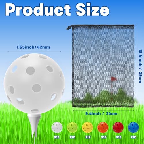 Coopay 72/150/300 Pack Practice Golf Balls, 42mm Plastic Golf Training Balls with a Drawstring Bag Hollow Sports for Swing Practice Driving Range Backyard Home Indoor Outdoor Use