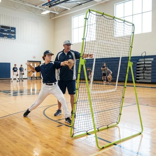 Adjustable Baseball Rebounder Net, 4x4.5 ft, Heavy Duty Bounce Back Net for Batting, Fielding, Pitching – 5 Angles, UV-Resistant, Easy Setup