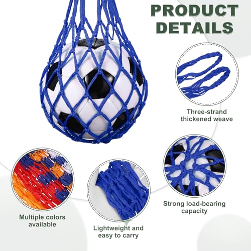 uxcell Basketball Net Bags, Nylon Soccer Ball Holder Portable Multifunctional Single Ball Mesh Net Bag for Storage Basketball Soccer Rugby Balls - color: Blue