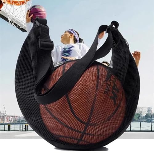 Basketball Shoulder Tote, Durable Large Sports Equipment Bag - Ventilated Mesh Design with Multiple Pockets