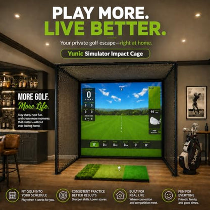 YUNIC Golf Driving Cage with Metal Frame - Choose Standard Hitting Target or Simulator Impact Screen - size: 8'(W) x8'(H) x8'(D), style: Simulator Impact Cage