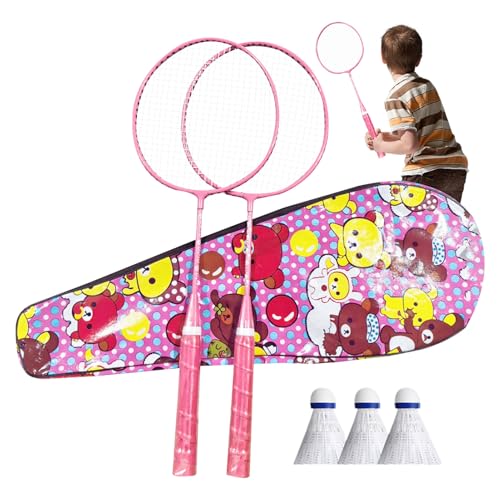 Badminton Racket | 1 Pair Professional Lightweight Playing Racquet - Outdoor Recreation Accessories, with Carrying Bag and 3 Badminton Shuttlecocks - color: Pink, Get 3 Balls + Ball Bag