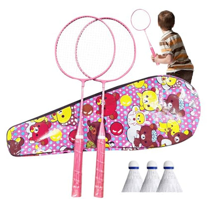 Badminton Racket | 1 Pair Professional Lightweight Playing Racquet - Outdoor Recreation Accessories, with Carrying Bag and 3 Badminton Shuttlecocks - color: Pink, Get 3 Balls + Ball Bag