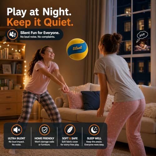Volleyball Trainer with Silent House Ball – Indoor Practice Training Set with Serve Trainer Belt and Quiet Indoor Volleyball for Beginners & Advanced Players