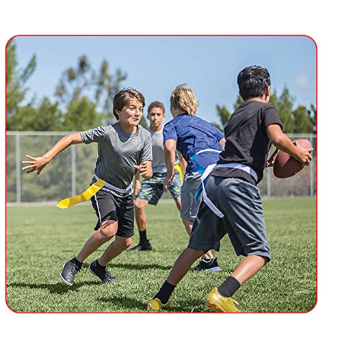 Flag Football Belt Set - 14 Adjustable Nylon Belts 42 Detachable PVC Flags 12 Training Cones for Team Sports - color: Red and Yellow