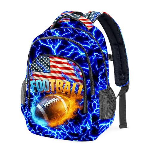 Football Backpack for Kids,School Bookbag Large Capacity Adjustable Bookbag Durable Lighting Multi Pockets School Bag Daypack Travel (Football) - color: Football