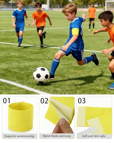 Captain's Armband Soccer Football Rugby Captain Armbands for Youth and Adult,Anti-Drop Design - Pack of 6 - color: 6 Yellow /No C