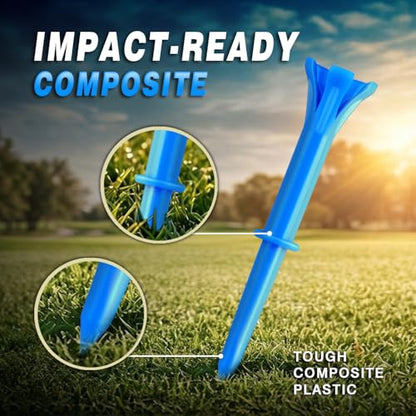 150 Pack Mixed Sizes (3-1/4"x100 & 1-1/2"x50) 5-Prong Golf Tees – Ultra-Stable & Low-Resistance Design for Longer Drives Plastic Golf Tees