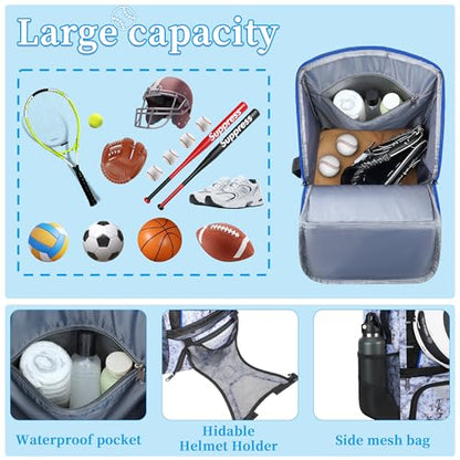 VBK Softball Bag for Girls,Kids Baseball Bag,Baseball Backpack for Boys,Tball Bag,Softball Equipment with Shoes and Ball Compartment - color: Blue