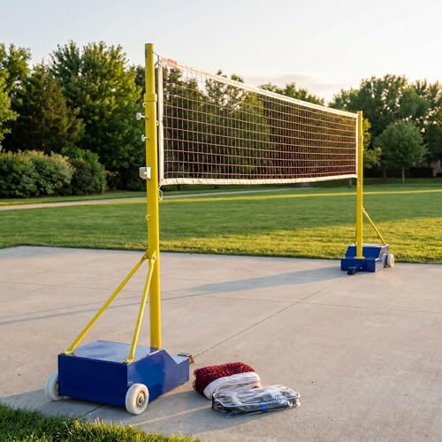 Adjustable Badminton & Volleyball Net Set, Heavy-Duty Portable Poles for Backyard Fun, 5-6.9ft Height, Ideal for Sports Enthusiasts