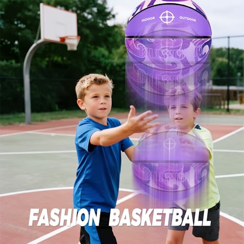 KUYOTQ Kids Toddler Youth Adult Size (3~7) Basketball Thickened Rubber or Leather Small Mini Basketball Soft Touch in & Outdoor Wear Resistant Basketball for Boys Girls Basketball Gifts (Deflated)