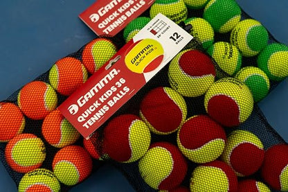 GAMMA Quick Kids Training Tennis Balls for Kids & Beginners, Low-Compression Core Reduces Speed & Bounce, Great for Tennis Practice, USTA & ITF Approved for 10 & Under Tournaments Parent - size: 12 Bag, style: Quick Kids 36