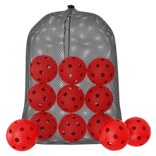Great Call Athletics | Indoor Pickleballs USA Pickleball Approved Official 26 Hole Balls Sports Tournament Pack Free Mesh Bag - color: Red, style: 12 Pack