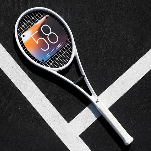 58 sq in Sweet Spot Trainer Tennis Racket, Precision Contact Training Racquet for Cleaner Hits, Timing and Control, Ball Machine and Repetition Practice, Match-Transfer Training Racket - color: Ivory