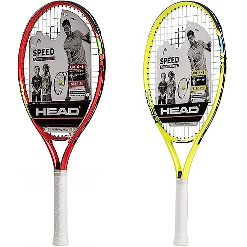 HEAD Speed Kids Tennis Racquets - Beginners Pre-Strung Head Light Balance Jr Rackets - 21 Inch, Red and 23 Inch, Yellow