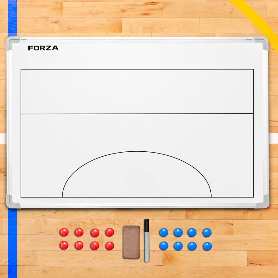 FORZA 35in x 24in Double-Sided Sports Coaching Whiteboard | 13 Sport Options - Dry Erase Board Equipped with Magnetic Markers, Pen & Eraser (Netball, Without Carry Bag) - size: Without Carry Bag, style: Netball
