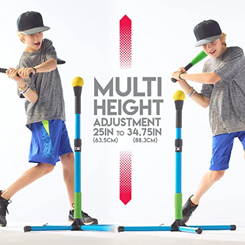 Franklin Sports Youth Batting Tee - Adjustable Height Plastic Training Tee for Kids + Toddlers - 23" to 33" Inches - style: XT Batting Tee – Blue