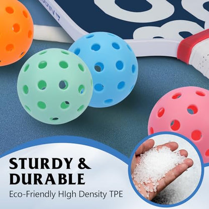 Pickleball Balls 6 Pack | 12 Pack- 40 Holes Outdoor Pickleball with Bag, Perfectly Balanced, High Bounce, Crack-Resistance，USAPA Standard - Multiple Colors