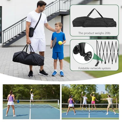 Retractable Pickleball Net 22FT Portable Pickleball Net System with Steady Metal Frame Free Assembly & Carry Bag for Backyards Driveways and Garages