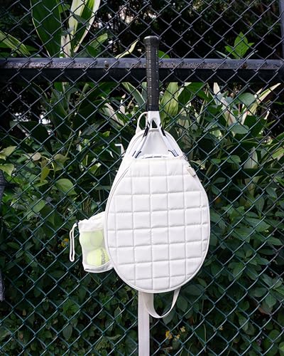 Rejolly Tennis Racket Sling Bag for Women Men Quilted Water Resistant Racquet Cover One Shoulder Crossbody Bag for 2 Tennis Rackets, Pickleball Paddles, Badminton Racquet - color: New Black