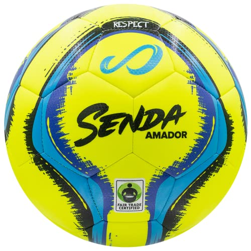 Senda Amador Training Soccer Ball, Fair Trade Certified - color: Yellow and Blue, size: Size 5 (Ages 13 & Up)