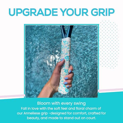 Tennis Tape & Dampener Set - 2 Tacky 45” Long x 0.98” Wide Racket Handle Overgrips & 1 Matching Ping Dampener