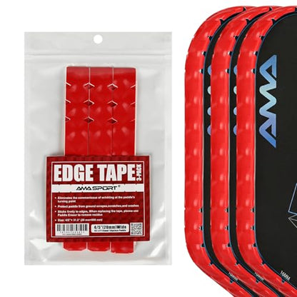 PICKLETECH Pickleball Paddle Protection Tape - Paddle Head Edge Guard - Racket Edge Protection Tape -Fit Perfectly Curved Edge -No Wrinkling - color: Red Grid, size: Width 20mm