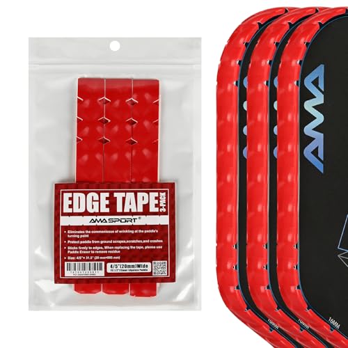 PICKLETECH Pickleball Paddle Protection Tape - Paddle Head Edge Guard - Racket Edge Protection Tape -Fit Perfectly Curved Edge -No Wrinkling - color: Red Grid, size: Width 20mm