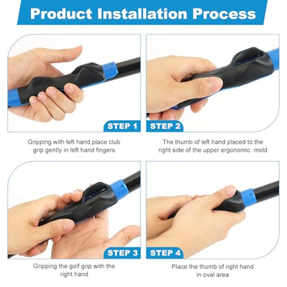 Golf Grip Trainer with Swing Band, Lightweight Ergonomic Training Aid for Grip Strength & Swing Technique, Build Muscle Memory for Beginners to Advanced Golfers (Indoor/Outdoor)